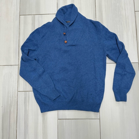 J McLaughlin L Men’s Shawl Collar Buttons Wool Blend Grandpa Sweater Pullover - Picture 1 of 6